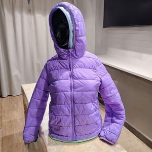 Gap Girls New Zip Front Puffer PERMALOFT Jacket Lavender Sz L